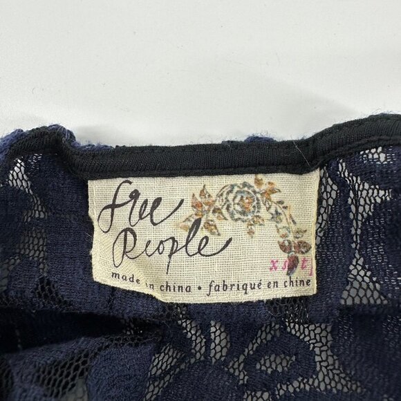 Free People Blue Lace Translucent Sleeveless Dress Lace overlay Size XS - Picture 11 of 12